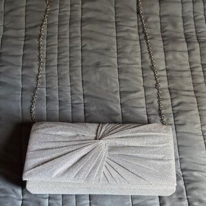 Chic Silver Clutch with Chain Strap